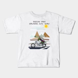 Turtle, Painted Turtles, Motorcycle Ride, Chicago, Illinois, Feelin Free, Bikers Kids T-Shirt